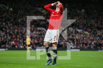 2022-01-04 - Manchester United Forward Cristiano Ronaldo reacts during the English championship Premier League football match between Manchester United and Wolverhampton Wanderers on January 3, 2022 at Old Trafford in Manchester, England - MANCHESTER UNITED VS WOLVERHAMPTON WANDERERS - ENGLISH PREMIER LEAGUE - SOCCER