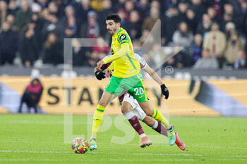 2022-01-12 - Pierre Lees-Melou (20) of Norwich City during the English championship Premier League football match between West Ham United and Norwich City on 12 January 2022 at the London Stadium in London, England - WEST HAM UNITED VS NORWICH CITY - ENGLISH PREMIER LEAGUE - SOCCER