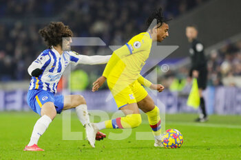2022-01-15 - Brighton and Hove Albion defender Marc Cucurella (3) battles with Crystal Palace 7 Michael Olise during the English championship Premier League football match between Brighton and Hove Albion and Crystal Palace on January 14, 2022 at the American Express Community Stadium in Brighton and Hove, England - BRIGHTON AND HOVE ALBION VS CRYSTAL PALACE - ENGLISH PREMIER LEAGUE - SOCCER