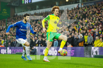 2022-01-15 - Josh Sargent (24) of Norwich City during the English championship Premier League football match between Norwich City and Everton on January 15, 2022 at Carrow Road in Norwich, England - NORWICH CITY VS EVERTON - ENGLISH PREMIER LEAGUE - SOCCER