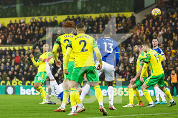 2022-01-15 - Richarlison (7) of Everton scores a goal 2-1 during the English championship Premier League football match between Norwich City and Everton on January 15, 2022 at Carrow Road in Norwich, England - NORWICH CITY VS EVERTON - ENGLISH PREMIER LEAGUE - SOCCER