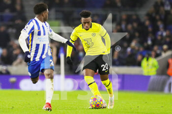 2022-01-19 - Chelsea Midfielder Callum Hudson-Odoi during the English championship Premier League football match between Brighton and Hove Albion and Chelsea on January 18, 2022 at the American Express Community Stadium in Brighton and Hove, England - BRIGHTON AND HOVE ALBION VS CHELSEA - ENGLISH PREMIER LEAGUE - SOCCER