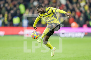 2022-01-21 - Ken Sema (12) of Watford during the English championship Premier League football match between Watford and Norwich City on January 21, 2022 at Vicarage Road in Watford, England - WATFORD VS NORWICH CITY - ENGLISH PREMIER LEAGUE - SOCCER