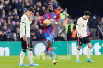 2022-01-24 - Crystal Palace 22 Odsonne Edouard celebrates his goal 1-2 during the English championship Premier League football match between Crystal Palace and Liverpool on January 23, 2022 at Selhurst Park in London, England - CRYSTAL PALACE VS LIVERPOOL - ENGLISH PREMIER LEAGUE - SOCCER