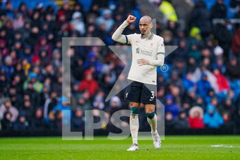 2022-02-13 - Liverpool midfielder Fabinho (3) scores a goal and celebrates to make the score 0-1 during the English championship Premier League football match between Burnley and Liverpool on February 13, 2022 at Turf Moor in Burnley, England - BURNLEY VS LIVERPOOL - ENGLISH PREMIER LEAGUE - SOCCER