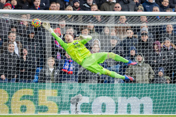 2022-02-19 - Crystal Palace goalkeeper Vicente Guaita saves the ball during the English championship Premier League football match between Crystal Palace and Chelsea on February 19, 2022 at Selhurst Park in London, England - CRYSTAL PALACE VS CHELSEA - ENGLISH PREMIER LEAGUE - SOCCER