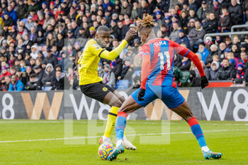 2022-02-19 - Chelsea defender Antonio Rudiger (2) and Crystal Palace (11) Wilfried Zaha during the English championship Premier League football match between Crystal Palace and Chelsea on February 19, 2022 at Selhurst Park in London, England - CRYSTAL PALACE VS CHELSEA - ENGLISH PREMIER LEAGUE - SOCCER