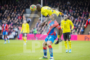 2022-02-19 - Chelsea defender Malang Sarr (31) in duel with Crystal Palace (9) Jordan Ayew during the English championship Premier League football match between Crystal Palace and Chelsea on February 19, 2022 at Selhurst Park in London, England - CRYSTAL PALACE VS CHELSEA - ENGLISH PREMIER LEAGUE - SOCCER