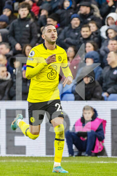 2022-02-19 - Chelsea striker Hakim Ziyech (22) celebrates his goal 0-1 during the English championship Premier League football match between Crystal Palace and Chelsea on February 19, 2022 at Selhurst Park in London, England - CRYSTAL PALACE VS CHELSEA - ENGLISH PREMIER LEAGUE - SOCCER