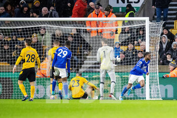 2022-02-20 - Leicester City Forward Ademola Lookman (37) celebrates his goal 1-1 during the English championship Premier League football match between Wolverhampton Wanderers and Leicester City on February 20, 2022 at Molineux stadium in Wolverhampton, England - WOLVERHAMPTON WANDERERS VS LEICESTER CITY - ENGLISH PREMIER LEAGUE - SOCCER