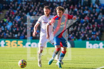 2022-02-26 - Burnley defender Erik Pieters (23) and Crystal Palace midfielder Conor Gallagher (23) during the English championship Premier League football match between Crystal Palace and Burnley on February 26, 2022 at Selhurst Park in London, England - CRYSTAL PALACE VS BURNLEY - ENGLISH PREMIER LEAGUE - SOCCER