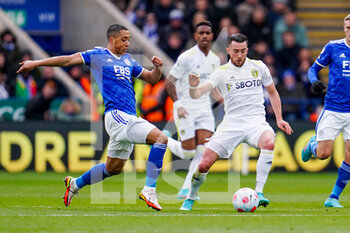 2022-03-05 - Youri Tielemans of Leicester and Leeds United midfielder Jack Harrison during the English championship Premier League football match between Leicester City and Leeds United on March 5, 2022 at the King Power Stadium in Leicester, England - LEICESTER CITY VS LEEDS UNITED - ENGLISH PREMIER LEAGUE - SOCCER