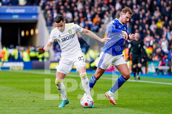 2022-03-05 - Leeds United midfielder Jack Harrison (22) and Marc Albrighton of Leicester during the English championship Premier League football match between Leicester City and Leeds United on March 5, 2022 at the King Power Stadium in Leicester, England - LEICESTER CITY VS LEEDS UNITED - ENGLISH PREMIER LEAGUE - SOCCER