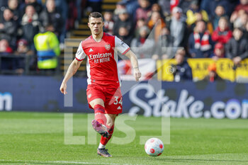 2022-03-06 - Granit Xhaka (34) of Arsenal during the English championship Premier League football match between Watford and Arsenal on March 6, 2022 at Vicarage Road in Watford, England - WATFORD VS ARSENAL - ENGLISH PREMIER LEAGUE - SOCCER