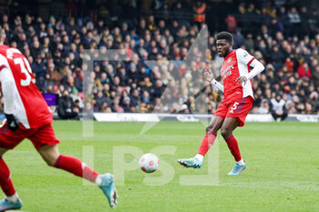 2022-03-06 - Thomas Partey (5) of Arsenal during the English championship Premier League football match between Watford and Arsenal on March 6, 2022 at Vicarage Road in Watford, England - WATFORD VS ARSENAL - ENGLISH PREMIER LEAGUE - SOCCER