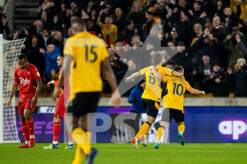 2022-03-10 - Wolverhampton Wanderers striker Daniel Podence (10) celebrates his goal 3-0 with team mates during the English championship Premier League football match between Wolverhampton Wanderers and Watford on March 10, 2022 at Molineux stadium in Wolverhampton, England - WOLVERHAMPTON WANDERERS VS WATFORD - ENGLISH PREMIER LEAGUE - SOCCER