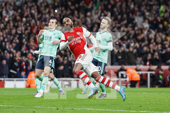 2022-03-13 - Alexandre Lacazette (9) of Arsenal celebrates his goal 2-0 during the English championship Premier League football match between Arsenal and Leicester City on March 13, 2022 at the Emirates Stadium in London, England - ARSENAL VS LEICESTER CITY - ENGLISH PREMIER LEAGUE - SOCCER