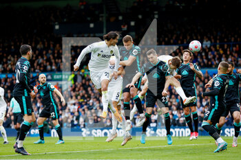 2022-03-13 - Leeds United defender Pascal Struijk (21) and Ben Gibson of Norwich during the English championship Premier League football match between Leeds United and Norwich City on March 13, 2022 at Elland Road in Leeds, England - LEEDS UNITED VS NORWICH CITY - ENGLISH PREMIER LEAGUE - SOCCER