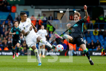 2022-03-13 - Leeds United midfielder Raphinha (10) and Brandon Williams of Norwich during the English championship Premier League football match between Leeds United and Norwich City on March 13, 2022 at Elland Road in Leeds, England - LEEDS UNITED VS NORWICH CITY - ENGLISH PREMIER LEAGUE - SOCCER