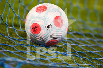 2022-03-17 - Premier League ball on the net before the English championship Premier League football match between Everton and Newcastle United on March 17, 2022 at Goodison Park in Liverpool, England - EVERTON VS NEWCASTLE UNITED - ENGLISH PREMIER LEAGUE - SOCCER