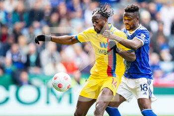 2022-04-10 - Crystal Palace forward Jean-Philippe Mateta (14) battles for possession with Leicester City defender Daniel Amartey (18) during the English championship Premier League football match between Leicester City and Crystal Palace on April 10, 2022 at the King Power Stadium in Leicester, England - LEICESTER CITY VS CRYSTAL PALACE - ENGLISH PREMIER LEAGUE - SOCCER