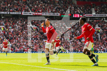 2022-04-17 - Manchester United Forward Cristiano Ronaldo (7) celebrates his goal 2-0 during the English championship Premier League football match between Manchester United and Norwich City on April 16, 2022 at Old Trafford in Manchester, England - MANCHESTER UNITED VS NORWICH CITY - ENGLISH PREMIER LEAGUE - SOCCER