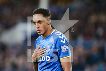 2022-04-20 - Everton's defender Yerry Mina during the English championship Premier League football match between Everton and Leicester City on April 20, 2022 at Goodison Park in Liverpool, England - EVERTON VS LEICESTER CITY - ENGLISH PREMIER LEAGUE - SOCCER