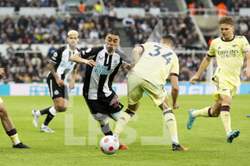 2022-05-17 - Newcastle’s Miguel Almiron (24) and Granit Xhaka (34) of Arsenal during the English championship Premier League football match between Newcastle United and Arsenal on May 16, 2022 at St James's Park in Newcastle, England - NEWCASTLE UNITED VS ARSENAL - ENGLISH PREMIER LEAGUE - SOCCER