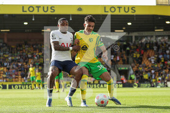 2022-05-22 - Steven Bergwijn of Tottenham and Dimitris Giannoulis (30) of Norwich City during the English championship Premier League football match between Norwich City and Tottenham Hotspur on May 22, 2022 at Carrow Road in Norwich, England - NORWICH CITY VS TOTTENHAM HOTSPUR - ENGLISH PREMIER LEAGUE - SOCCER