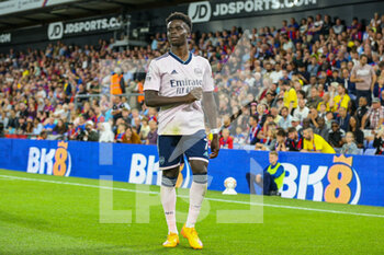 2022-08-05 - Arsenal midfielder Bukayo Saka celebrates after the Crystal Palace Marc Guehi's own goal 0-2 during the English championship Premier League football match between Crystal Palace and Arsenal on August 5, 2022 at Selhurst Park in London, England - FOOTBALL - ENGLISH CHAMP - CRYSTAL PALACE V ARSENAL - ENGLISH PREMIER LEAGUE - SOCCER