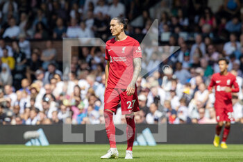 2022-08-06 - Liverpool forward Darwin Nunez during the English championship Premier League football match between Fulham and Liverpool on August 6, 2022 at Craven Cottage in London, England - FOOTBALL - ENGLISH CHAMP - FULHAM V LIVERPOOL - ENGLISH PREMIER LEAGUE - SOCCER