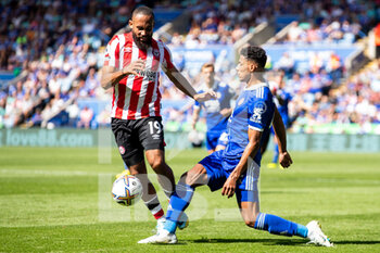 2022-08-07 - Brentford forward Bryan Mbeumo (19), James Justin of Leicester during the English championship Premier League football match between Leicester City and Brentford on August 7, 2022 at the King Power Stadium in Leicester, England - FOOTBALL - ENGLISH CHAMP - LEICESTER V BRENTFORD - ENGLISH PREMIER LEAGUE - SOCCER
