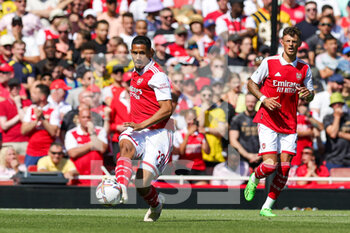 2022-08-13 - William Saliba (12) of Arsenal during the English championship Premier League football match between Arsenal and Leicester City on August 13, 2022 at the Emirates Stadium in London, England - FOOTBALL - ENGLISH CHAMP - ARSENAL V LEICESTER - ENGLISH PREMIER LEAGUE - SOCCER