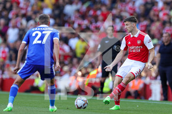 2022-08-13 - Kieran Tierney (3) of Arsenal during the English championship Premier League football match between Arsenal and Leicester City on August 13, 2022 at the Emirates Stadium in London, England - FOOTBALL - ENGLISH CHAMP - ARSENAL V LEICESTER - ENGLISH PREMIER LEAGUE - SOCCER