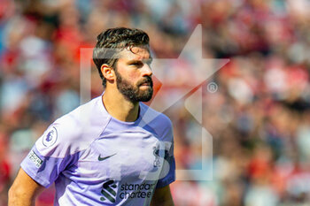 2022-08-27 - Liverpool's goalkeeper Alisson Becker during the English championship Premier League football match between Liverpool and Bournemouth on August 27, 2022 at Anfield in Liverpool, England - FOOTBALL - ENGLISH CHAMP - LIVERPOOL V BOURNEMOUTH - ENGLISH PREMIER LEAGUE - SOCCER
