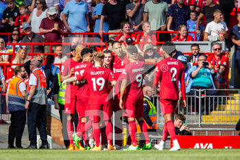 2022-08-27 - Liverpool's defender Virgil van Dijk (4) scores and celebrates 5-0 during the English championship Premier League football match between Liverpool and Bournemouth on August 27, 2022 at Anfield in Liverpool, England - FOOTBALL - ENGLISH CHAMP - LIVERPOOL V BOURNEMOUTH - ENGLISH PREMIER LEAGUE - SOCCER