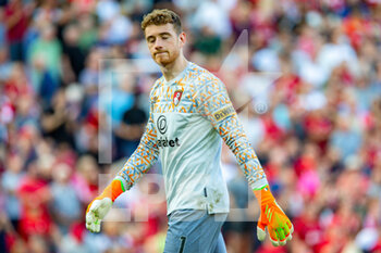 2022-08-27 - Bournemouth's goalkeeper Mark Travers (1) looking dejected during the English championship Premier League football match between Liverpool and Bournemouth on August 27, 2022 at Anfield in Liverpool, England - FOOTBALL - ENGLISH CHAMP - LIVERPOOL V BOURNEMOUTH - ENGLISH PREMIER LEAGUE - SOCCER