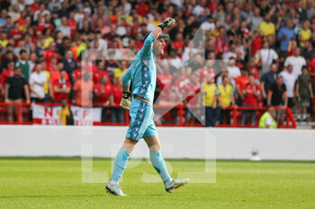 2022-08-28 - Dean Henderson (1) of Nottingham Forest celebrates penalty save during the English championship Premier League football match between Nottingham Forest and Tottenham Hotspur on August 28, 2022 at the City Ground in Nottingham, England - FOOTBALL - ENGLISH CHAMP - NOTTINGHAM FOREST V TOTTENHAM - ENGLISH PREMIER LEAGUE - SOCCER