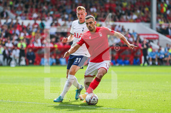 2022-08-28 - Harry Toffolo (15) of Nottingham Forest, Dejan Kulusevski (21) of Tottenham Hotspur during the English championship Premier League football match between Nottingham Forest and Tottenham Hotspur on August 28, 2022 at the City Ground in Nottingham, England - FOOTBALL - ENGLISH CHAMP - NOTTINGHAM FOREST V TOTTENHAM - ENGLISH PREMIER LEAGUE - SOCCER