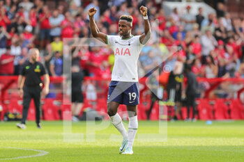 2022-08-28 - Ryan Sessegnon (19) of Tottenham Hotspur celebrates with fans during the English championship Premier League football match between Nottingham Forest and Tottenham Hotspur on August 28, 2022 at the City Ground in Nottingham, England - FOOTBALL - ENGLISH CHAMP - NOTTINGHAM FOREST V TOTTENHAM - ENGLISH PREMIER LEAGUE - SOCCER