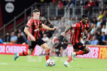 2022-09-01 - Ryan Christie (10) of AFC Bournemouth on the attack with Jefferson Lerma during the English championship Premier League football match between Bournemouth and Wolverhampton Wanderers on August 31, 2022 at the Vitality Stadium in Bournemouth, England - FOOTBALL - ENGLISH CHAMP - BOURNEMOUTH V WOLVERHAMPTON - ENGLISH PREMIER LEAGUE - SOCCER