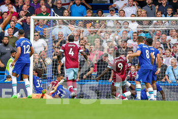 2022-09-03 - Goal 0-1 Michail Antonio (9) of West Ham United scores a goal during the Premier League match between Chelsea and West Ham United at Stamford Bridge, London, England on 3 September 2022. Photo Nigel Keene / ProSportsImages / DPPI - FOOTBALL - ENGLISH CHAMP - CHELSEA V WEST HAM - ENGLISH PREMIER LEAGUE - SOCCER
