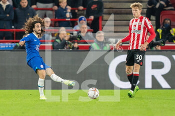 2022-10-19 - Chelsea defender Marc Cucurella, Mads Roerslev Rasmussen of Brentford during the English championship Premier League football match between Brentford and Chelsea on October 19, 2022 at Gtech Community Stadium in Brentford, England - FOOTBALL - ENGLISH CHAMP - BRENTFORD V CHELSEA - ENGLISH PREMIER LEAGUE - SOCCER
