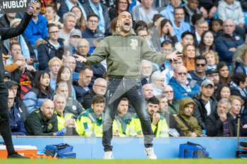 2022-10-22 - Manchester City manager Pep Guardiola during the English championship Premier League football match between Manchester City and Brighton and Hove Albion on October 22, 2022 at the Etihad Stadium in Manchester, England - FOOTBALL - ENGLISH CHAMP - MANCHESTER CITY V BRIGHTON - ENGLISH PREMIER LEAGUE - SOCCER