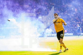 2022-10-23 - Wolverhampton Wanderers forward Diego Costa (29) throws away a flare during the English championship Premier League football match between Wolverhampton Wanderers and Leicester City on October 23, 2022 at Molineux in Wolverhampton, England - FOOTBALL - ENGLISH CHAMP - WOLVERHAMPTON V LEICESTER - ENGLISH PREMIER LEAGUE - SOCCER