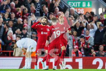 2022-10-29 - Mohamed Salah of Liverpool celebrates his goal 1-1 during the English championship Premier League football match between Liverpool and Leeds United on October 29, 2022 at Anfield stadium in Liverpool, England - FOOTBALL - ENGLISH CHAMP - LIVERPOOL V LEEDS - ENGLISH PREMIER LEAGUE - SOCCER