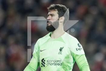 2022-10-29 - Liverpool goalkeeper Alisson Becker during the English championship Premier League football match between Liverpool and Leeds United on October 29, 2022 at Anfield stadium in Liverpool, England - FOOTBALL - ENGLISH CHAMP - LIVERPOOL V LEEDS - ENGLISH PREMIER LEAGUE - SOCCER