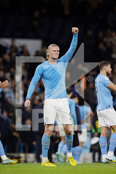 2022-11-05 - Manchester City forward Erling Haaland celebrates after the English championship Premier League football match between Manchester City and Fulham on November 5, 2022 at the Etihad Stadium in Manchester, England - FOOTBALL - ENGLISH CHAMP - MANCHESTER CITY V FULHAM - ENGLISH PREMIER LEAGUE - SOCCER