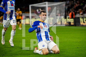2022-11-05 - Brighton & Hove Albion midfielder Pascal Gross (13) scores and celebrates 2-3 during the English championship Premier League football match between Wolverhampton Wanderers and Brighton and Hove Albion on November 5, 2022 at Molineux stadium in Wolverhampton, England - FOOTBALL - ENGLISH CHAMP - WOLVERHAMPTON V BRIGHTON - ENGLISH PREMIER LEAGUE - SOCCER