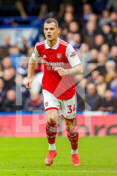 2022-11-06 - Granit Xhaka (34) of Arsenal during the English championship Premier League football match between Chelsea and Arsenal on November 5, 2022 at Stamford Bridge in London, England - FOOTBALL - ENGLISH CHAMP - CHELSEA V ARSENAL - ENGLISH PREMIER LEAGUE - SOCCER